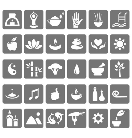 Spa yoga zen flat icons isolated on white backgroundのイラスト素材