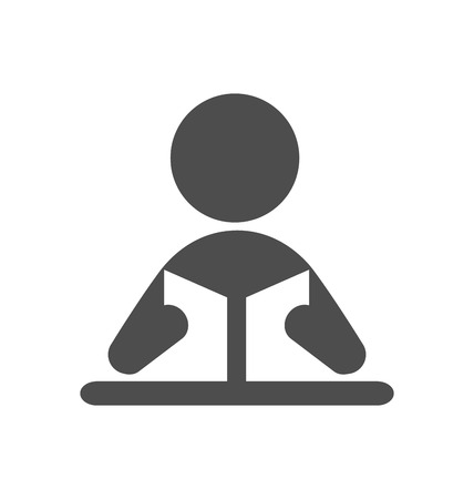Read book man flat icon pictogram isolated on white backgroundのイラスト素材