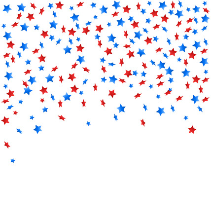 USA celebration confetti stars in national colors for independence day isolated on white backgroundのイラスト素材