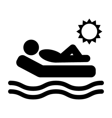 Summer Relax Sunbathing Pictograms Flat People Icons Isolated on White Backgroundのイラスト素材