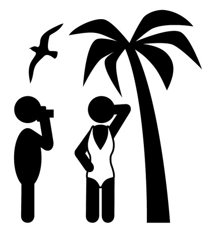 Summer Beach Photo Session Pictograms Flat People Icons Isolated on White Backgroundのイラスト素材