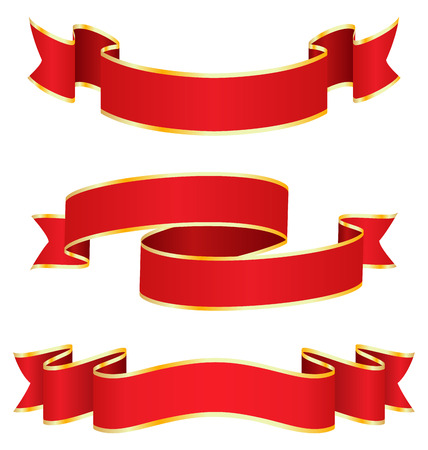 Celebration Curved Ribbons Variations Isolated on White Backgroundのイラスト素材