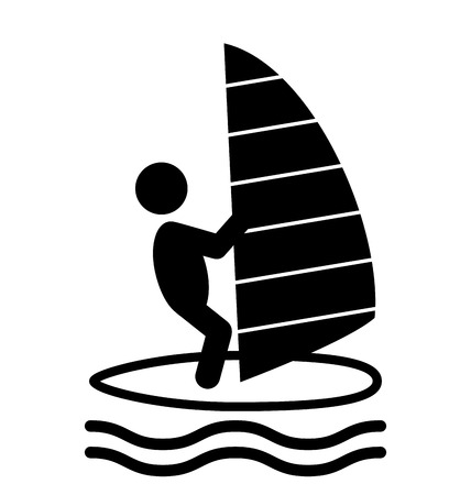 Summer Water Sport Windsurf Pictograms Flat People Icons Isolated on White Backgroundのイラスト素材