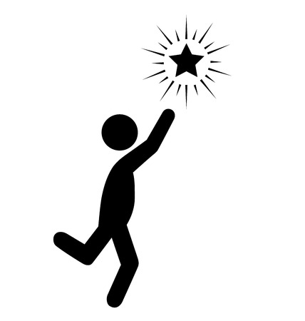 Reach the Star People Flat Icons Pictogram Isolated on White Backgroundのイラスト素材