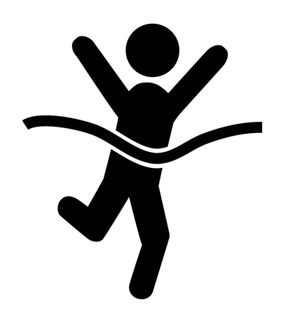 Success People Run Man Winner Flat Icons Pictogram Isolated on White Backgroundのイラスト素材