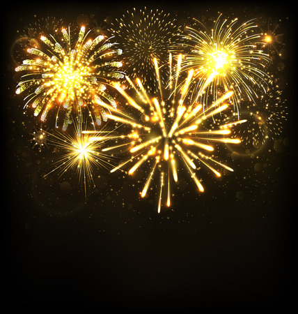 Festive Firework Salute Burst on Black Backgroundのイラスト素材