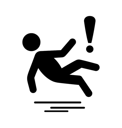 Winter Caution Danger Information Slippery Surface Flat Black Pictogram Icon Isolated on White Backgroundのイラスト素材