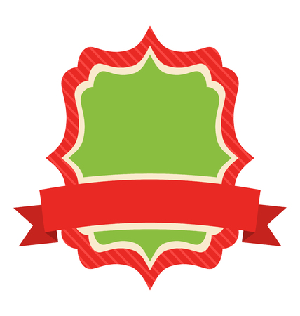 Christmas Label Icon Flat Vintage Frame with Isolated on White Backgroundのイラスト素材