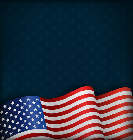 Wavy USA National Flag on Blue Backgroundのイラスト素材