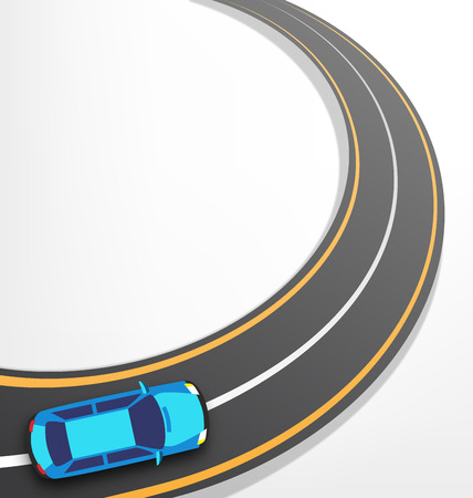 Road with Car on White Backgroundのイラスト素材