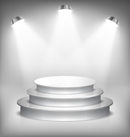 Illuminated Glossy Stage Podium to Place Product Template on White Backgroundのイラスト素材