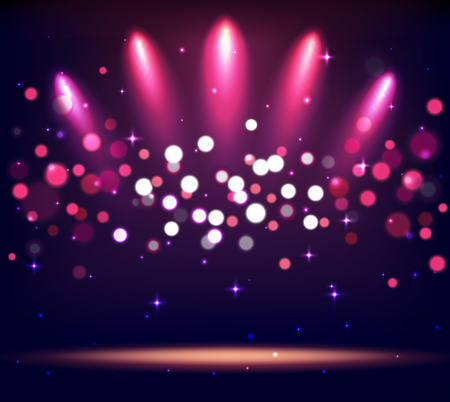 Illuminated Stand Stage Scene Podium with Spot Lights on Violet Backgroundのイラスト素材
