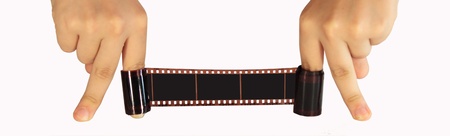 film in hand is perfect for the label textの写真素材