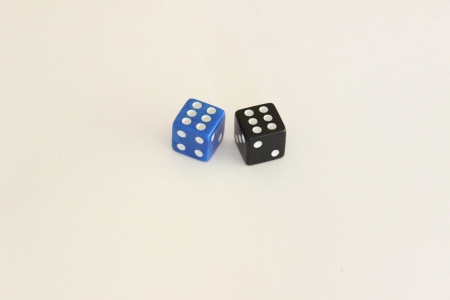 A dice on a light background