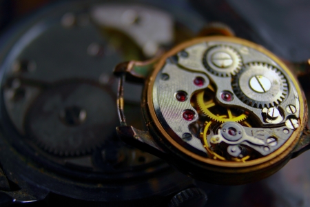 Mechanism of old clockの写真素材