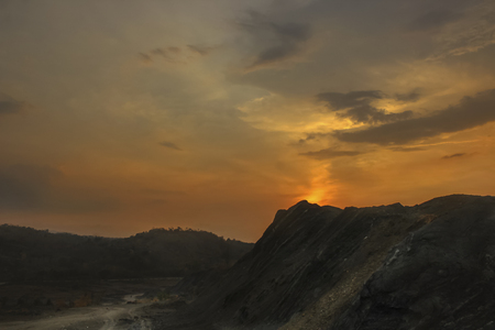 sunset light on a beautiful hillの写真素材