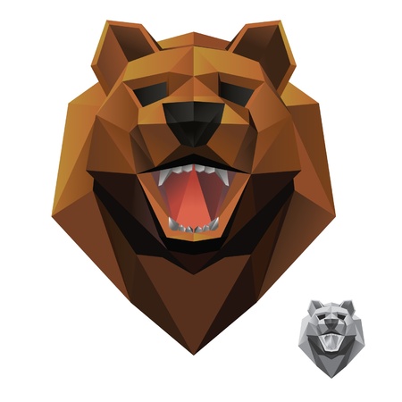 Stylish vector bear head looking frontのイラスト素材