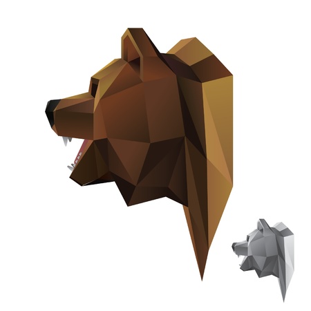 Stylish vector bear head sideのイラスト素材