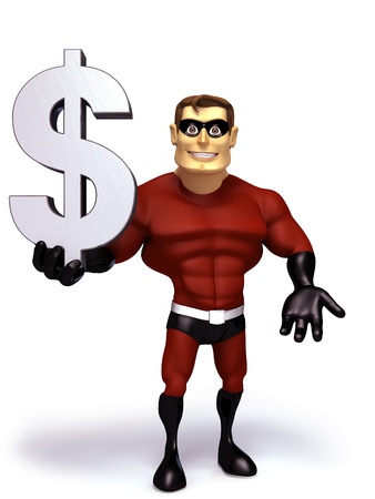 hero hold dollar symbolの写真素材