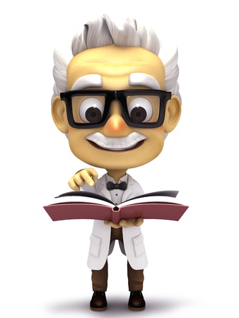 Professor with pointing in  of bookの写真素材