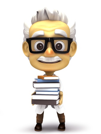 Professor with stack of booksの写真素材