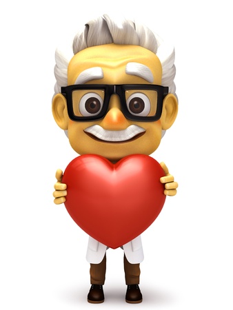 Professor with hold a heart の写真素材