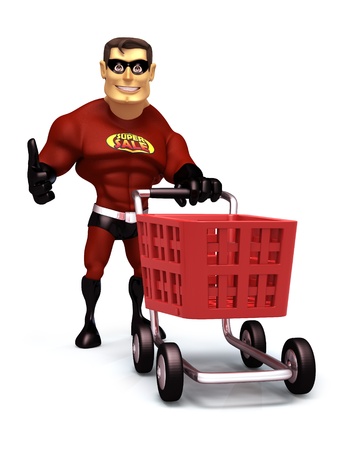 hero with empty trolley ready for shop の写真素材