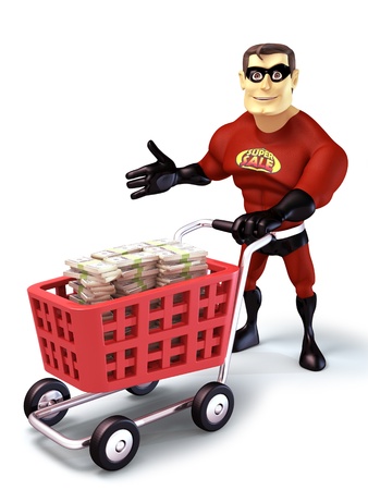 hero series with full money in  trolleyの写真素材