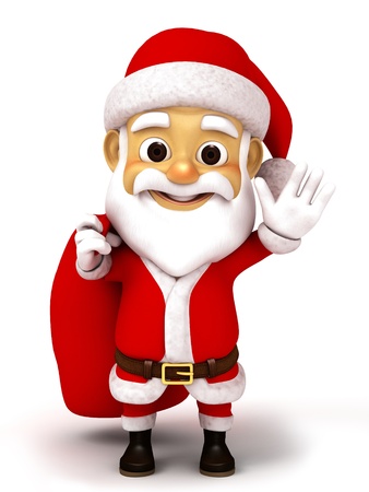 3d render Santa with huge sack of giftsの写真素材
