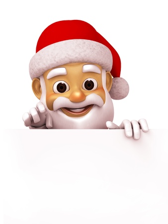 3d render Santa pointing blank white spaceの写真素材