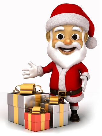  Santa claus with box of giftsの写真素材