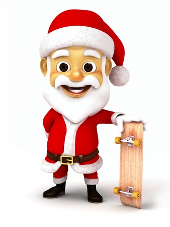 Santa holding a skate boardの写真素材