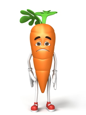 Sad 3d cartoon of carrot の写真素材