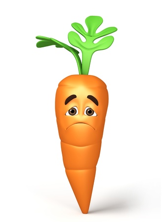 Sad 3d cartoon of carrot の写真素材
