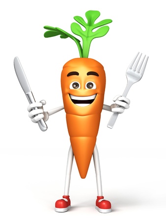 Carrot with fork and knifeの写真素材