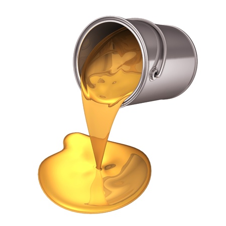 3d gold paint pour from canの写真素材