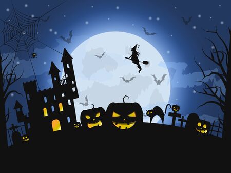 Happy Halloween Night. Concept Vector Bannerのイラスト素材