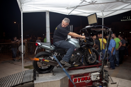 ALEXANDROUPOLI, GREECE - OCTOBER 6  Motorcycle power metering with dynamometer, in an open motorsport event, on October 6, 2012, in Alexandroupoli, Greece のeditorial素材