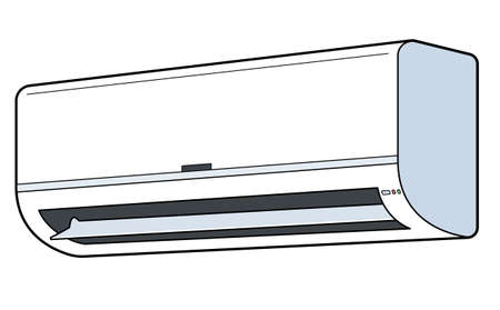 White air conditioner or cooler with open louvers. Vector illustration version with main line.のイラスト素材
