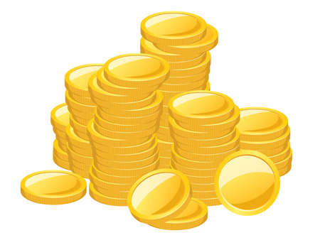 Lots of gold coins piled up irregularly.のイラスト素材