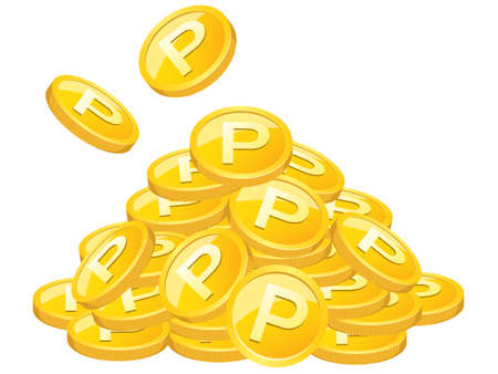 Gold point coins piled up like a mountain.のイラスト素材