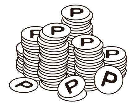 Lots of monochrome point coins piled up irregularly.のイラスト素材