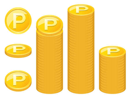 A variation set of point coins that stack with the Gold Point Coin Angle.のイラスト素材