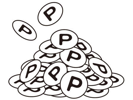 Monochrome point coins piled up like a mountain.のイラスト素材