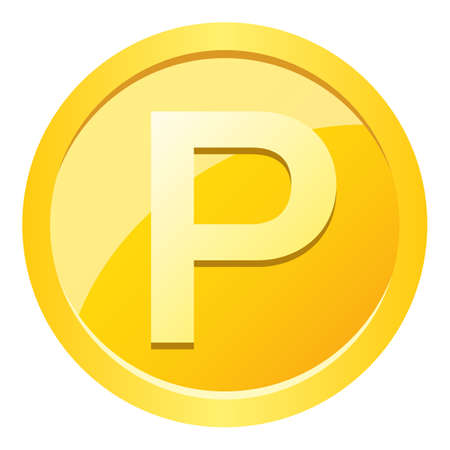 One simple gold loyalty coin facing the front.のイラスト素材