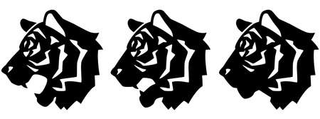 Illustration Set of Silhouette Of Tiger Head with Variationsのイラスト素材