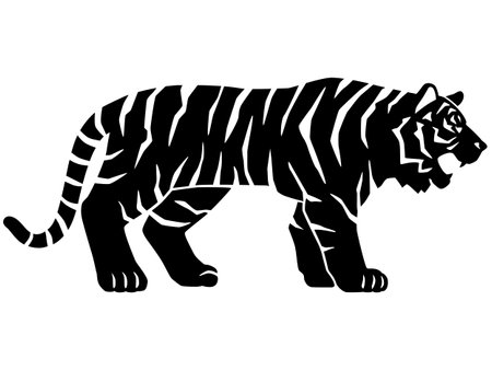 Barking Tiger Silhouette Illustrationãのイラスト素材