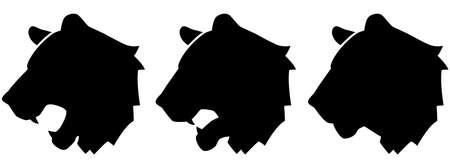 Illustration Set of Silhouette Of Tiger Head with Variationsのイラスト素材