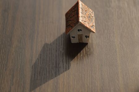 Miniature house in the sunsetの写真素材