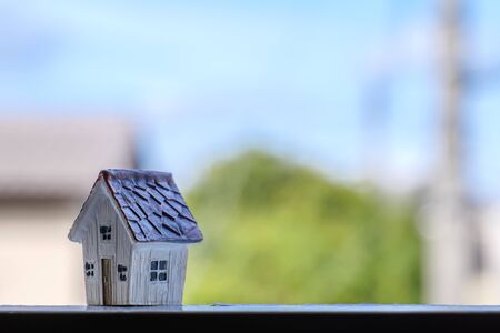 Miniature house in the sunsetの写真素材